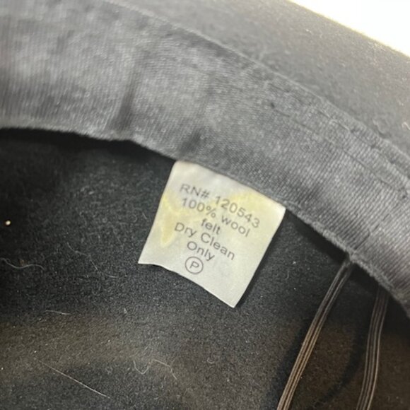 Large Brim Wool Fedora Hat Accented w/Leather Band Trim Black - Picture 9 of 12